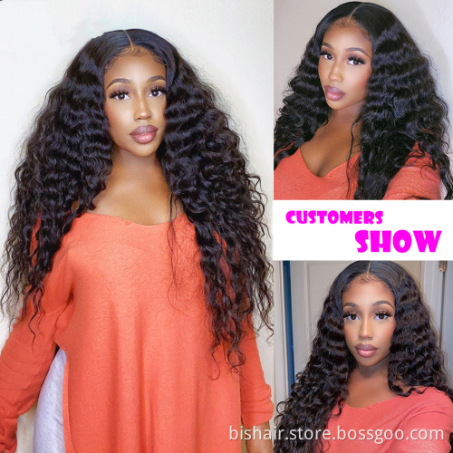 BIS Hair Free Shipping Human Hair Wigs 100% remy Indian Human Hair Closure Wig Loose wave 4X4 Lace Front Wig